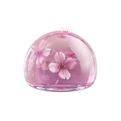 Encapsulated Cherry Blossoms Pink Floral Sphere in Transparent Gel