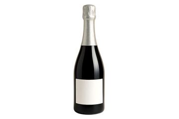 Elegant champagne bottle with blank label isolated on transparent background