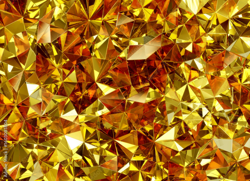 Aufkleber luxury abstract realistic gold crystal texture reflection close up background 3d rendering