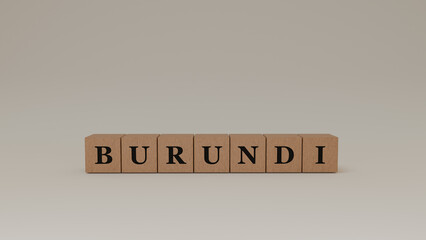 Burundi Wooden Block Letters, Isolated on a white background.