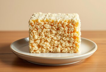 Giant Rice Krispie treat on modern plate