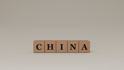 China Wooden Block Letters, Isolated on a white background.