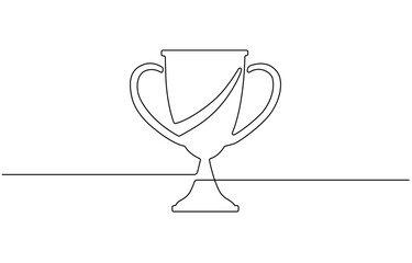 Trophy line winner art win prize sketch icon continuous vector award. Medal line trophy,  Award trophy cup single line vector.