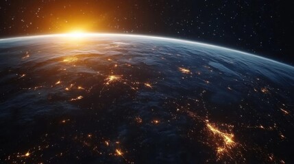 Obraz premium View of the planet Earth during sunrise.