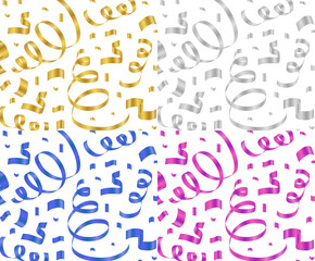 Golden, silver, blue and purple confetti set.