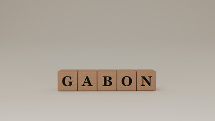 Gabon, Libreville, Africa, Wooden Block Letters, Isolated on a white background.