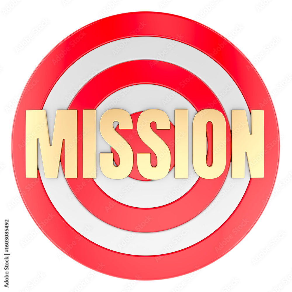 Poster mission concept with target. 3d rendering