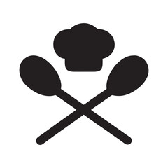 Chef hat with crossed spatula and spoon culinary illustration