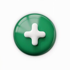 Obraz premium Glossy Green Button With White Plus Symbol image