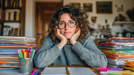 Overwhelmed Entrepreneur in Cluttered Room Surrounded by Papers