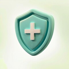 Obraz premium Light blue shield with white cross symbol protection 1