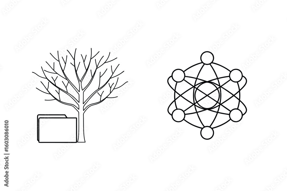 Aufkleber bare tree with folder and network diagram branches