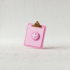 Pink clipboard with golden clip and white cross image