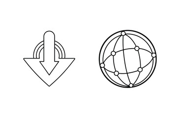 Downward arrow and global network symbol download direction