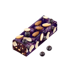 Delicious Blueberry Almond Granola Bar with Glossy Glaze - Close-up Studio Shot