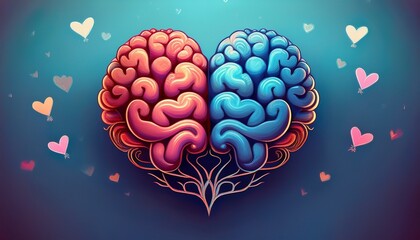 symbolic brain and heart concept for logic and emotion balance
