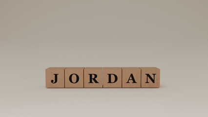 Jordan Wooden Block Letters, Isolated on a white background. 