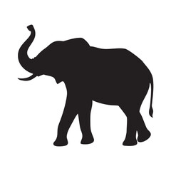 Obraz premium Majestic elephant with raised trunk in silhouette