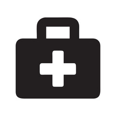 First aid kit with red cross silhouette medical symbol