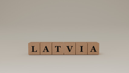 Latvia Wooden Block Letters, Isolated on a white background. 