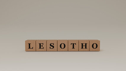 Lesotho Wooden Block Letters, Isolated on a white background. 