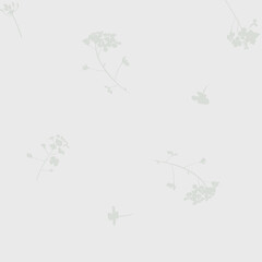 Modern seamless floral pattern with vector flower silhouettes. Perfect for textile, surface design, wallpapers, packaging, and digital use. Subtle pastel grey color with elegant botanical elements.