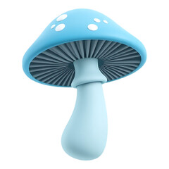 3D Rendered Light Blue Mushroom with White Spots