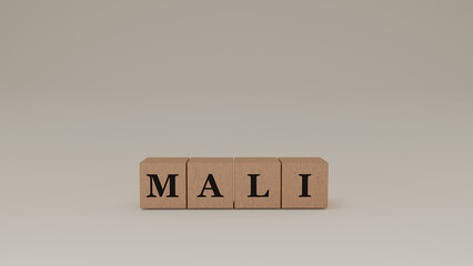 Mali Wooden Block Letters, Isolated on a white background. 