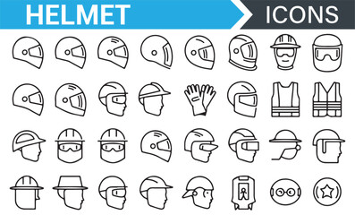 Icon Pack Featuring Helmets for Workers, Athletes, and Safety Professionals