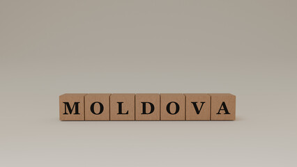 Moldova Wooden Block Letters, Isolated on a white background. 