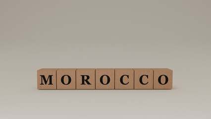Morocco Wooden Block Letters, Isolated on a white background. 