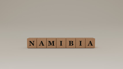 Namibia Wooden Block Letters, Isolated on a white background. 