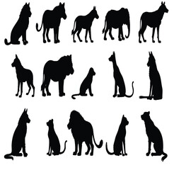 Set of animals silhouettes , wild animal vector silhouettes collection.




