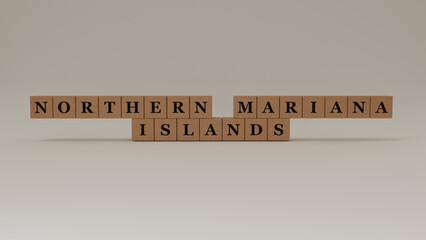 Northern Mariana Islands Wooden Block Letters, Isolated on a white background. 