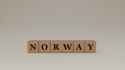 Norway Wooden Block Letters, Isolated on a white background. 
