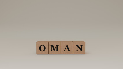 Oman Wooden Block Letters, Isolated on a white background. 