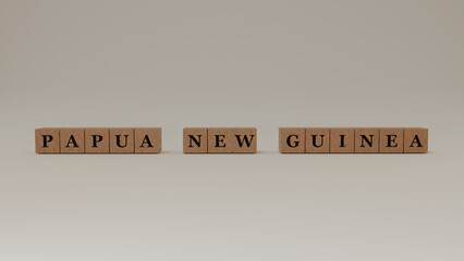 Papua New Guinea Wooden Block Letters, Isolated on a white background. 