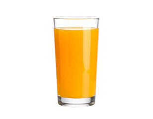 A glass of fresh orange juice, a classic breakfast beverage, isolated on a white background.