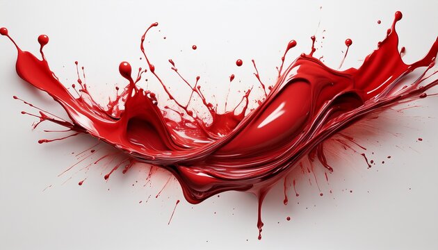 high resolution image of a splatter of red liquid that closely resembles blood on a white background