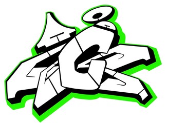 graffiti c, illustration of alphabet c with cool wildstyle graffiti pattern