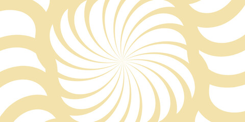 Abstract bright and energetic spiral background with alternating curved yellow and white segments.Hypnotic swirl radiates symmetrically sense of motion and energy. 