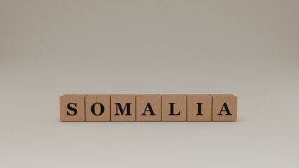 Somalia Wooden Block Letters, Isolated on a white background. 