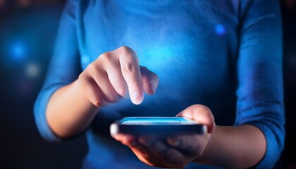 finger touches in hand holding smartphone screen