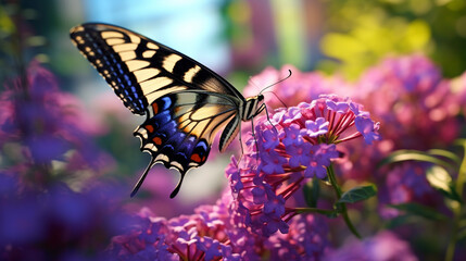 Beautiful butterfly on flower blossom spring nature wildlife insect flying wings colorful garden flora fauna macro close up