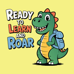 Back to School Cartoon Design with Cute School Supplies and Motivational Quote for Kids and Teachers