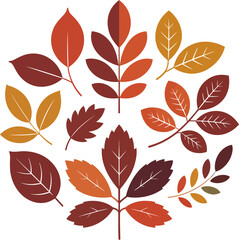 Obraz premium Bright orange and red hand drawn leaf bundle in cluster pattern, perfect for printable decoration or nature themed poster art 
