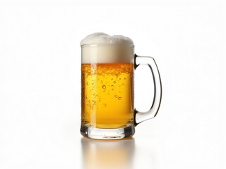 Mug with beer on white background