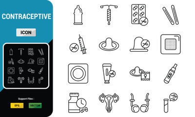 Medical Contraceptive Tools Vector Icon Pack