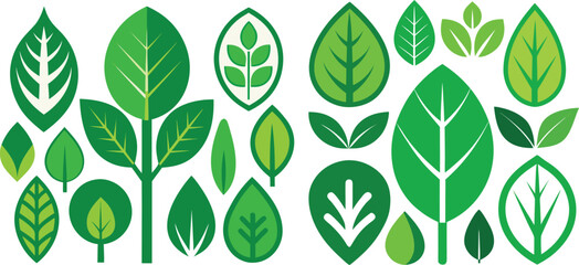 set of green leaf 