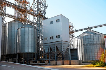 Fototapeta premium Modern granaries for storing cereal grains outdoors